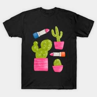 Cactus and Lipstick Sticker Set T-Shirt